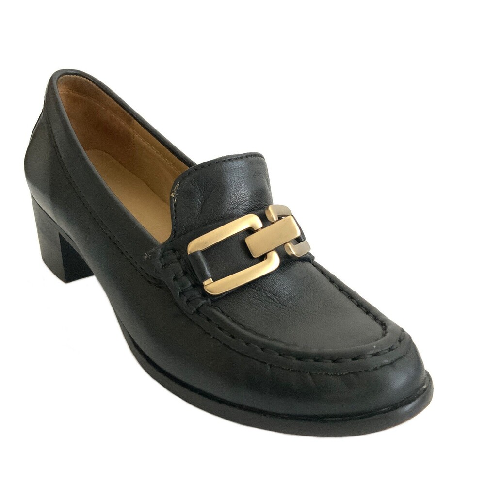 Robert Zur Leather Block Heeled Loafers Brown 6.5